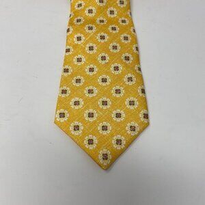 NEW kiton golden yellow print 100% silk mens neck tie